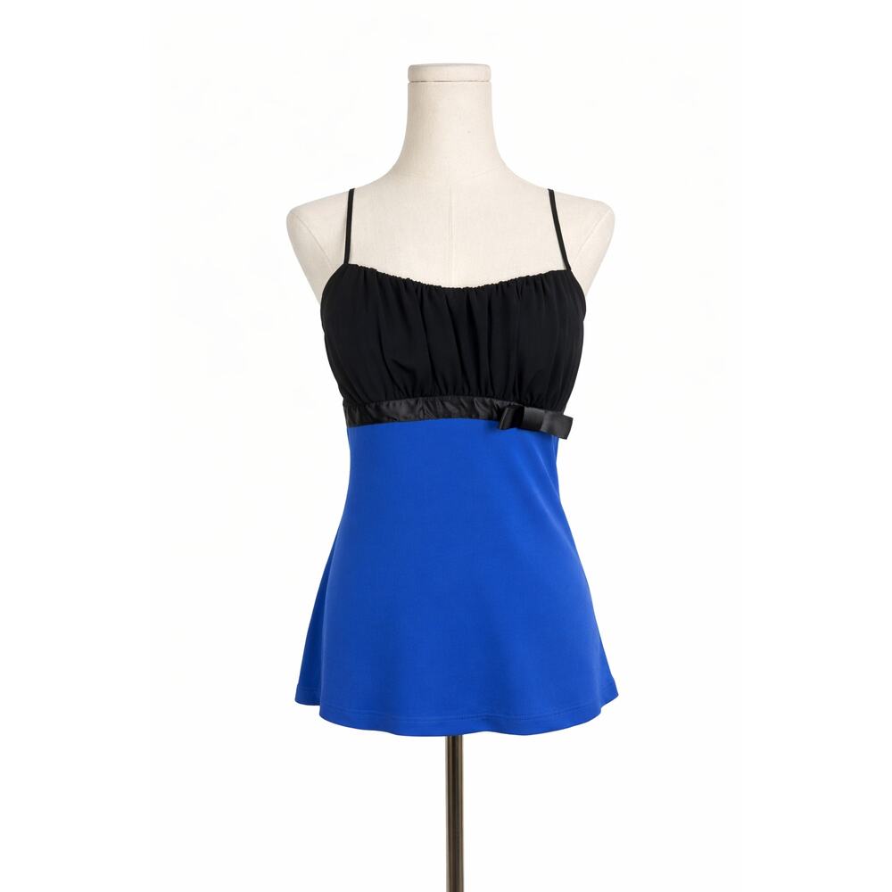 Rampage Vintage Y2K Bow Colorblock Tank Top Black Blue Sz Small Preppy